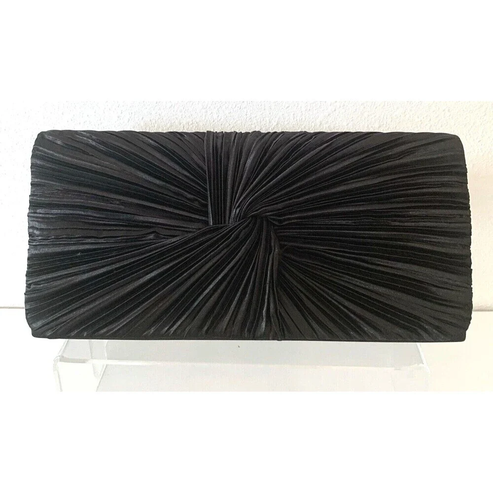 Vintage Formal Black Nylon Evening Clutch Use W/WO Hidden Shoulder Strap 9